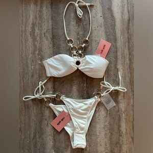 NEW Cult Gaia Yanna Ring Halter Neck Bikini Top and Bottom, NWT, Size Small